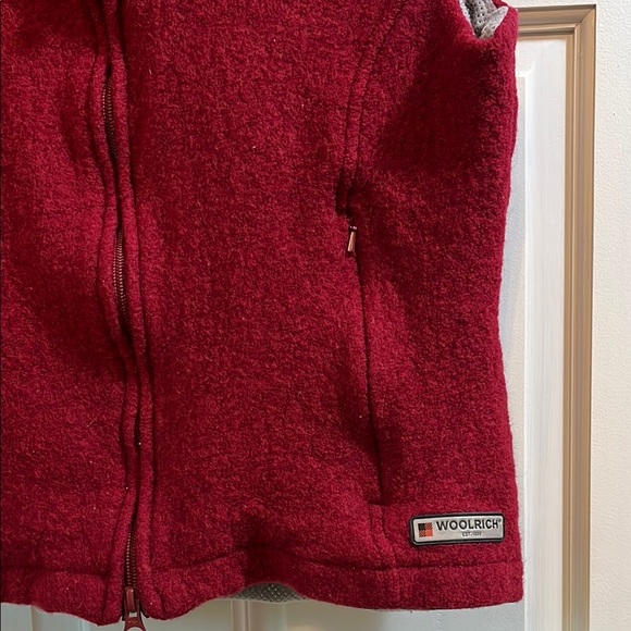 Woolrich Red Boiled Wool Mesh Lined Full Zip Up Vest - Size Small - Picture 6 of 16